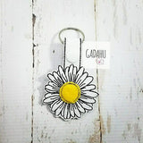 Daisy Flower Snap tab Key Fob ITH Embroidery Design