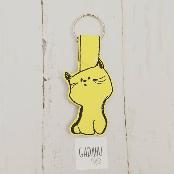 Kitty Snap tab Key Fob ITH Embroidery Design file