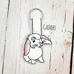 Rabbit Snap tab Key Fob ITH Embroidery Design file