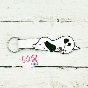 Cute Dog Key Fob Snap Tab Embroidery Design. Instant Digital Download.