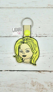 Doll Girl Key Snap Tab Machine Embroidery Design