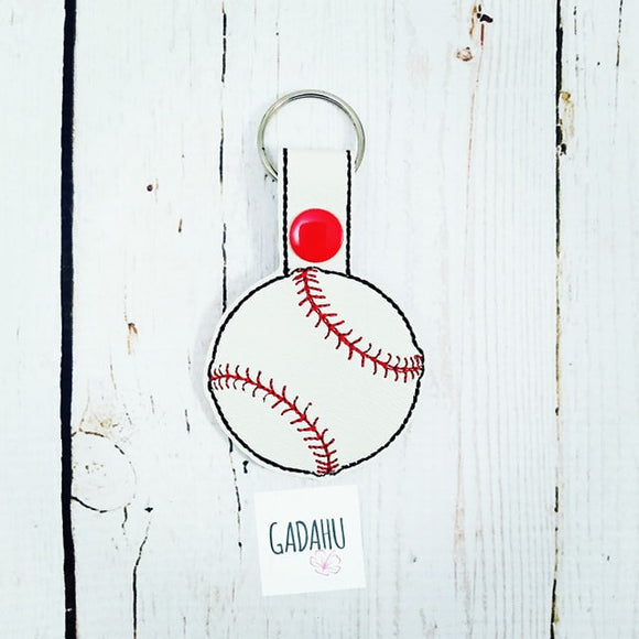 Baseball Snap tab Key Fob ITH Embroidery Design file