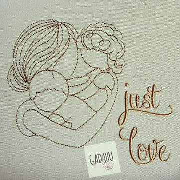 Mom with Kids Machine Embroidery Design Digital file. Two Sizes 4x4/5x7. FONT NOT INCLUDED