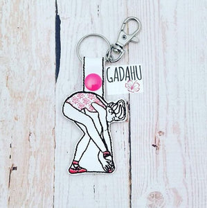 Ballerina Snap tab Key Fob ITH Embroidery Design file