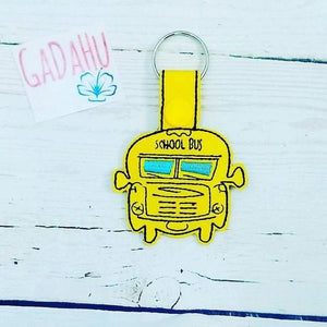 School Bus Key Fob /Snap Tab Machine Embroidery Design. Instant Digital Download