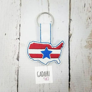 USA Snap tab Key Fob ITH Embroidery Design file