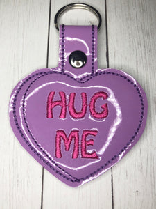 Hug Me Heart Snap tab Key Fob ITH Embroidery Design file